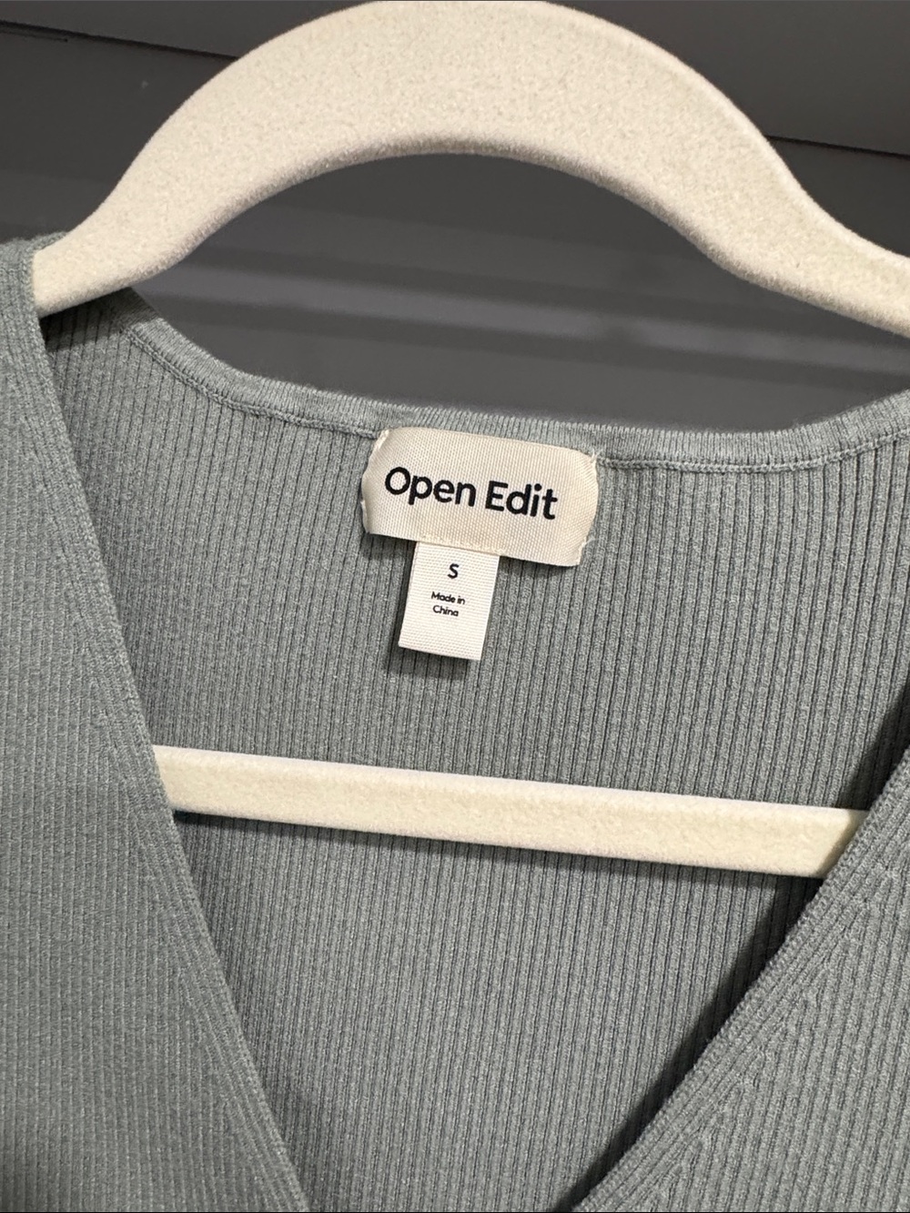 Open Edit Sage Green Ribbed Button-Front Cardigan - Size Small - Picture 2 of 3